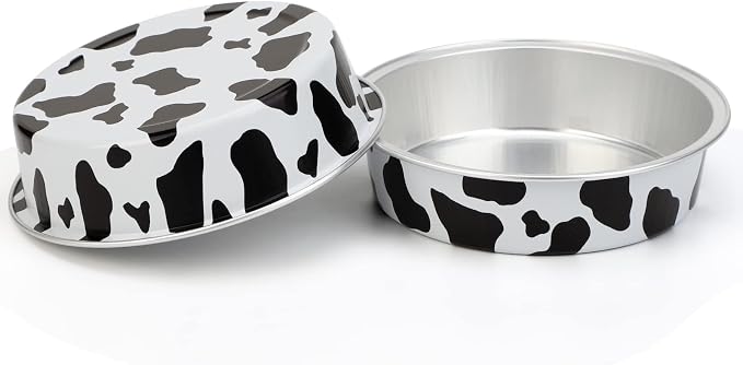 Beasea 4” 20 Pack Mini Tart Pans With Lids, Cow Print Aluminum Pie Pan 8 Oz Pie Pan Tin Tart Cupcake Disposable Pans for Pizza Pies Quiche
