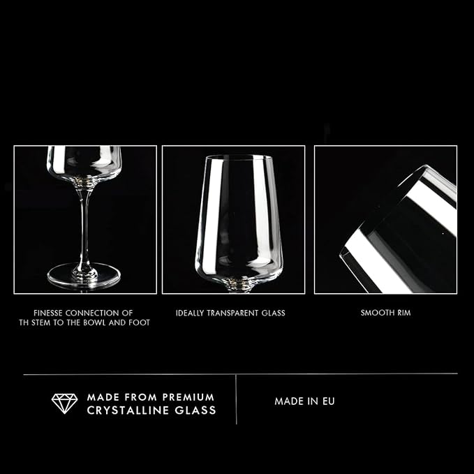Krosno White Wine Glasses Set of 4, 13.5 oz, Infinity Collection | Wine Tumbler with Stem, Lead-Free Crystal Glassware, Drinking Glasses, Elegant Cups, Home & Restaurant, Dishwasher Safe