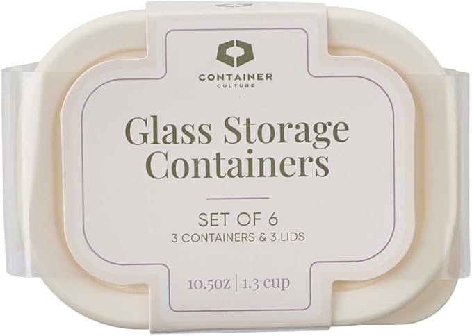 Glass Food Storage Containers with Lids — 6 Piece — 10.5 oz Glass with BPA-Free Leakproof Stackable Lids — Microwave, Oven & Dishwasher Safe — Ideal for Meal Prep & More - Vanilla Mist