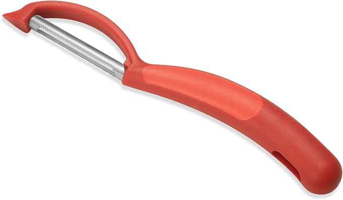 Kuhn Rikon Serrated Piranha “Swivel” Peeler 7.25” Red