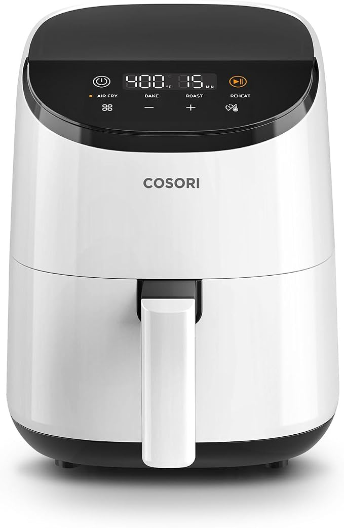 Cosori Lite 2.1 Qt Small Air Fryer, Ceramic Coating, 4-in-1, 97% less oil | Ideal for dorms, apartment, RVs, Quiet, Touch control, Air Fry, Bake, Roast, Reheat, Dishwasher-Safe Basket, Max 400℉