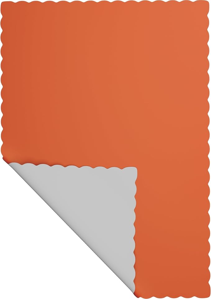 Paper Placemats - Disposable - Scalloped Edge (50, Orange)