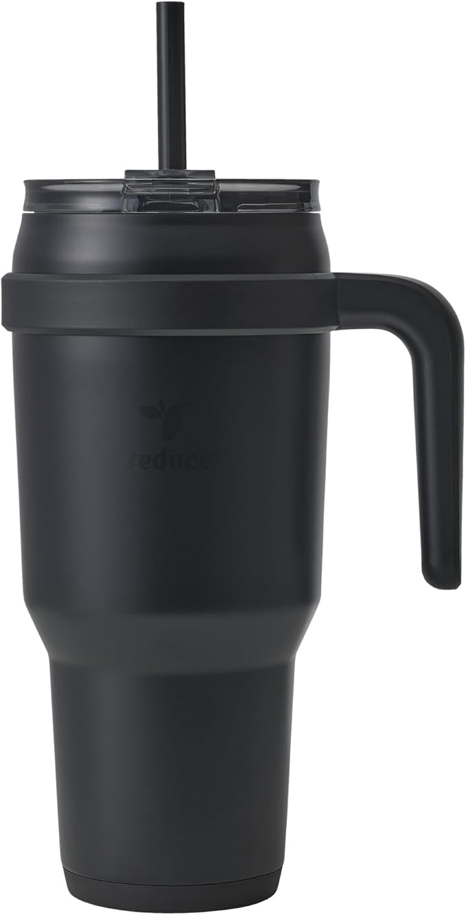 REDUCE 40 oz Stainless Steel Tumbler with Handle - Insulated Travel Mug | Dual-wall vacuum insulated, sweat-proof lid&reusable straw, keeps drinks cold for 24 hours, fits cupholders, dishwasher safe