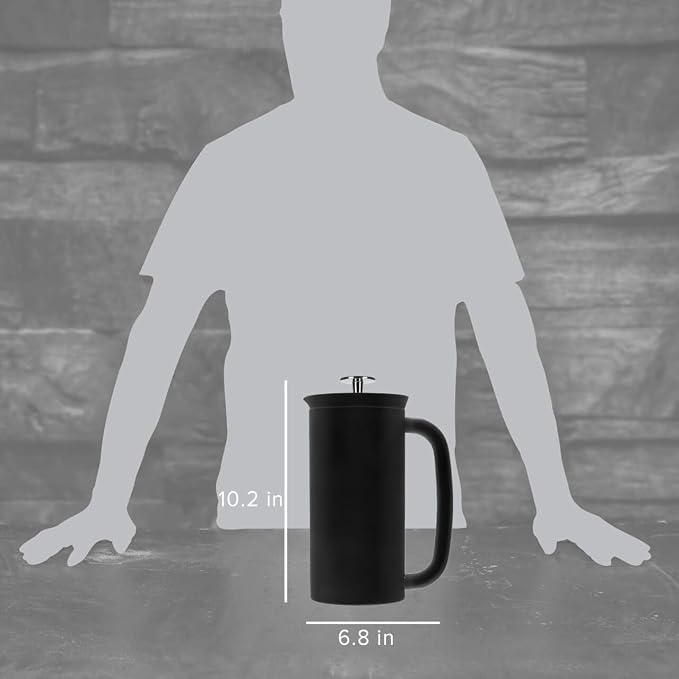ESPRO P7 French Press, 32oz, Matte Black, Stainless Steel Coffee Maker | Double Filter Coffee Press, Grit-Free Coffee, Heat Resistant Insulated tea Press, Easy Hot and Cold Coffee Brewer, Tea Brewer