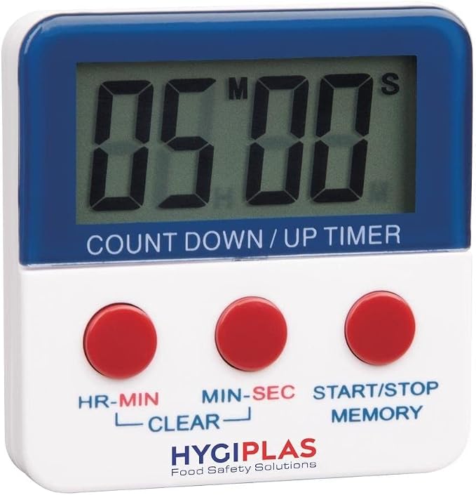 Hygiplas Digital Countdown Timer with Magnetic Back & Large Display | Loud 80dB alarm helps you multitask, while a foldaway stand and rear magnet offer versatile kitchen placement.