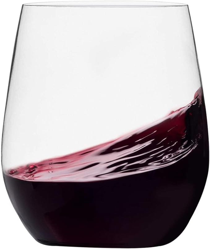 Munfix Disposable Plastic Wine Glasses, Stemless 12 oz Clear Shatterproof Cups, BPA-Free, 48 Pack