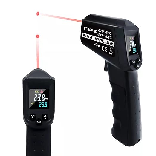 Infrared Thermometer Temperature Gun -58℉~ 1022℉ (-50℃ ~ 550℃) Non-Contact Instant-Read Digital Laser Infrared Ir Thermometer with Color Screen (Black)