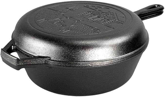 Lodge Wanderlust Cabin Cast Iron Combo Cooker - Seasoned 2-Piece Dutch Oven & Skillet Set - Convertible Lid for Versatile Indoor & Outdoor Cooking - 3.2 Quart
