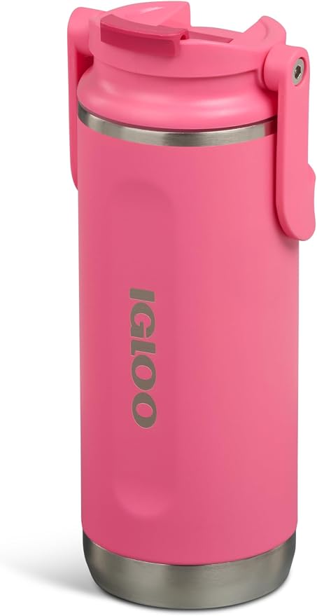 Igloo 16 oz Stainless Steel Tumbler | Flip 'n' Sip Bottle | Thrift Pink