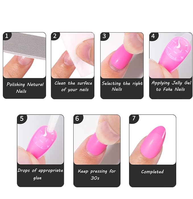 Press On Nails,Black,Short Almond,Glossy French Tips With Matte | Salon-Quality Natural Nails, 10-Minute Easy Daily Application,2+ Weeks Wear, Fast Removal, 16 Sizes, All-in-One Complete Kit