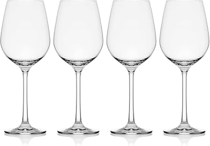 Mikasa Lana White Wine Glasses, Set of 4, 8.25 Ounce, Clear