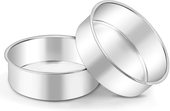 LIANYU Round Cake Pans Set of 2, 6 Inch Round Layer Cake Tins for Baking | Stainless Steel Round Baking Pan, Bakeware for Oven & Dishwasher, Non Toxic & Heavy Duty, Leak-proof & Easy Clean
