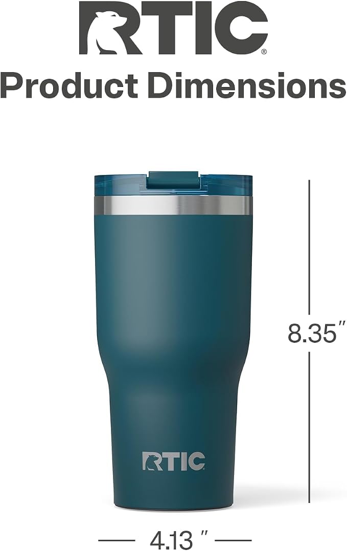 RTIC 30oz Essential Tumbler with Lid, Ceramic Lined, Marine | Insulated, Stainless Steel Metal, Portable Travel Cup for Hot and Cold Drinks, Coffee, Car, Camping and Travel