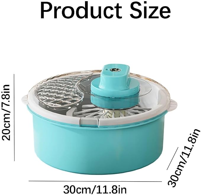 Salad Spinner and Produce Washer, Electric Fruit Cleaner Spinner，White-Manual | Fruit Cleaner Bowl with Non-Slip Base, Multifunctional Vegetable Dryer for Washing, Prepping Fruits & Vegetables