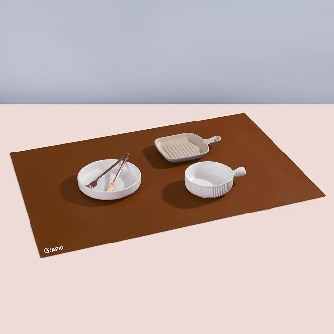 Extra Large Silicone Mat 36" x 24" Heat Resistant Kitchen Counter Table Mat | Place Mats Countertop Protector, Thick Placemats Washable Silicone Mats for Kitchen Counter Dining Table Mat, Brown, SAPID