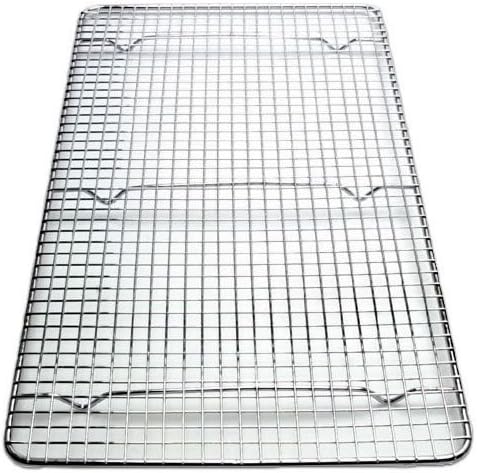 Cooling Rack Cross-wire Grid, Chrome Plated Steel, Commercial Quality, 10 x 18 inch. fits inside most standard full size pans set of 2