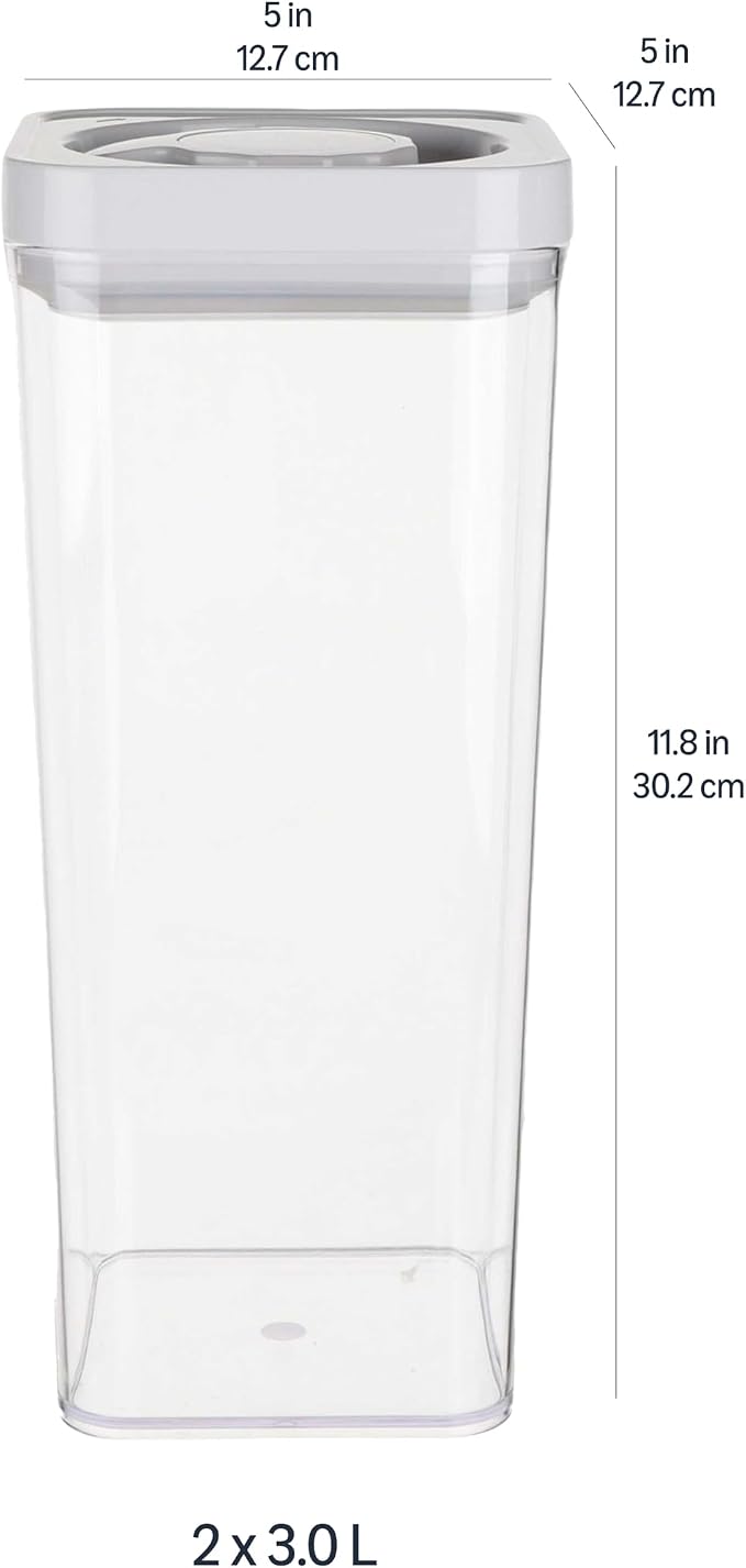 Amazon Basics Airtight Food Storage Containers, BPA Free, Dishwasher Safe, with Twist/Turn Lids, for Kitchen Pantry Organization, 10-Piece Square Set, Clear Plastic