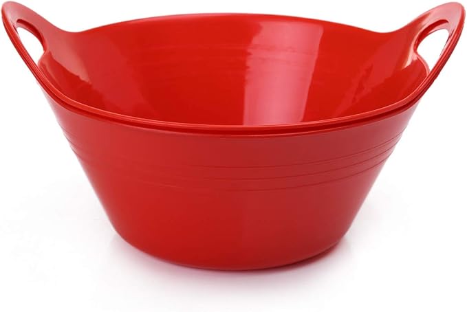 Mintra Home Plastic Bowls with Handles (1.8L Medium 2pk, Red)