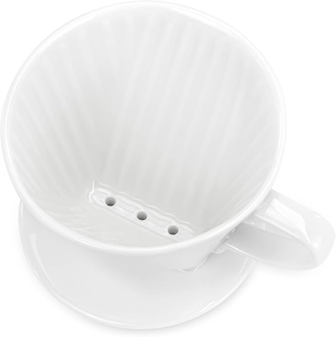Pour Over Ceramic, Coffee Dripper Ceramic Coffee Maker,White | 3 Holes Flat Bottom, Porcelain Slow Filter Cone for Travel, Camping, Office, Home, Coffee Maker Brew