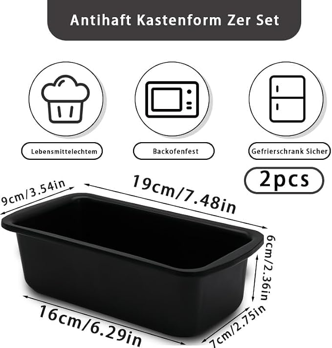 2PCS Small Loaf Pan for Baking Bread, 1lb Bread Loaf Tin, 7.5 x 3.5 x 2.4 inch Banana Bread Pans, Non-Stick Meatloaf Pan, Rectangular Bread & Loaf Tins for Ovens Air Fryer