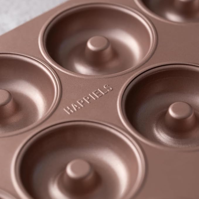 12 Well Donut Pan Nonstick, PFOA & BPA Free | | Non-Toxic - High Carbon Steel - Gold - Donuts Mold for Oven Baking