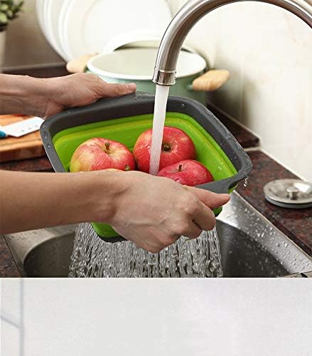 2-Pack Collapsible Colander, 9.5 & 11.5 Inch Folding Basket | Kitchen Vegetable & Fruit Strainer, Extendable Handles, Durable, Perfect for Draining Pasta, Veggies, Fruits