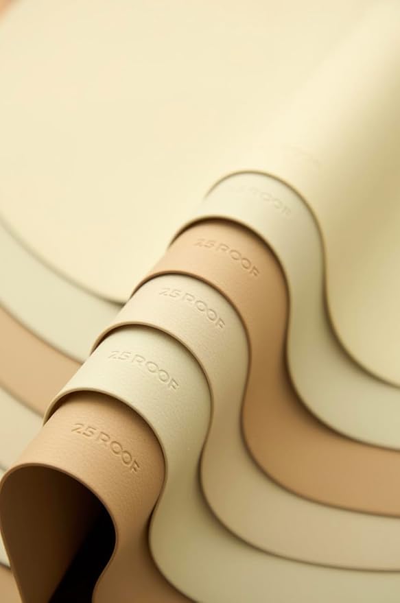 Beige Mixed Oval Silicone Placemats Set of 4 – Heat Resistant, Waterproof, Easy to Clean Non-Slip Modern Dining Table Mats – Premium Leather Textured Japandi Kitchen Decor