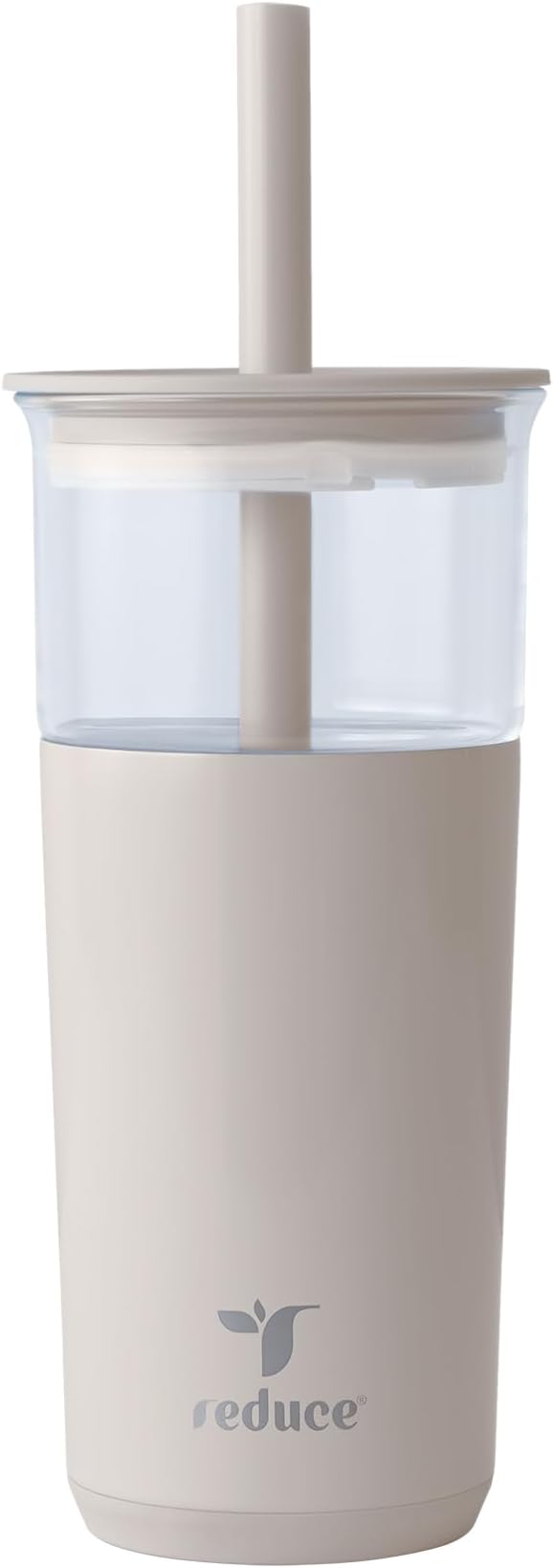 REDUCE Aspen - 20oz Vacuum Insulated Glass Tumbler - Extra Wide Straw & Lid | Keeps drinks cold for 12 hours, ideal for iced coffee, smoothies & boba, dishwasher safe, soft base