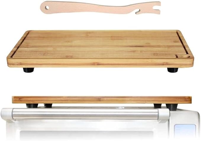 Bamboo Cutting Board Compatible for Breville BOV800XL 860BSS 845BSS Oven | Board Protects Countertop Smart Toaster Oven, Raised Heat Resistant Silicone Feet Creates Storage Space - with Oven Rack Push