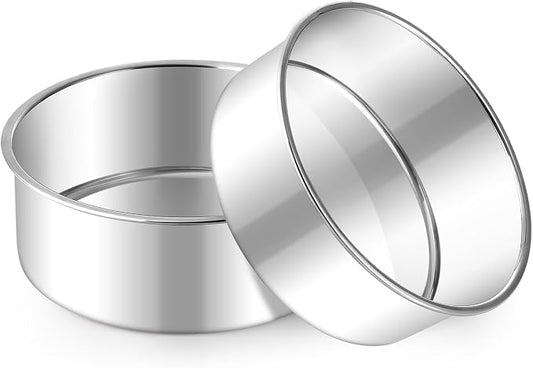E-far Small Cake Pans Set of 2, 5’’ Stainless Steel Mini Round Baking Pan | Non-Toxic & Leak-Proof Cake Tins Mold for Smash Birthday Layer Tiered Cheesecake, Easy Clean & Dishwasher Safe