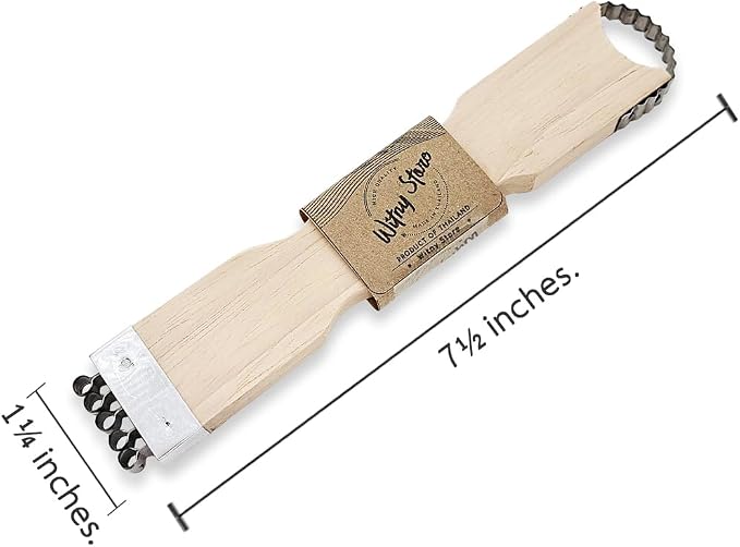 WitnyStore Coconut Grater - Vintage Kitchen Tool - Thai Traditional Style Multipurpose Easy to Use Portable Wooden Hand Held Scraper and Shredder for Fresh or Baby Coconut Meat - 7 x 1.5 x 0.5 inches