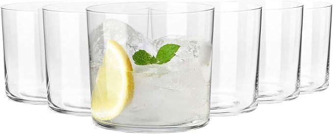 Krosno Drinking Glasses Set of 6, 14.2 oz, Mixology Collection | Cider Tumbler, Lead-Free Glassware set for Water, Juice & Cocktails, Ultra-Thin Clear Glass, Lightweight, Dishwasher Safe
