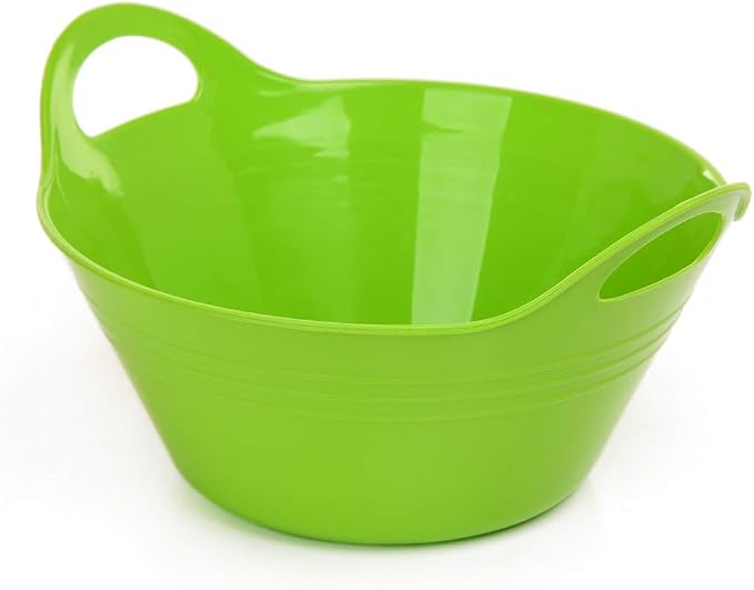 Mintra Home Plastic Bowls with Handles (1.8L Medium 2pk, Green)