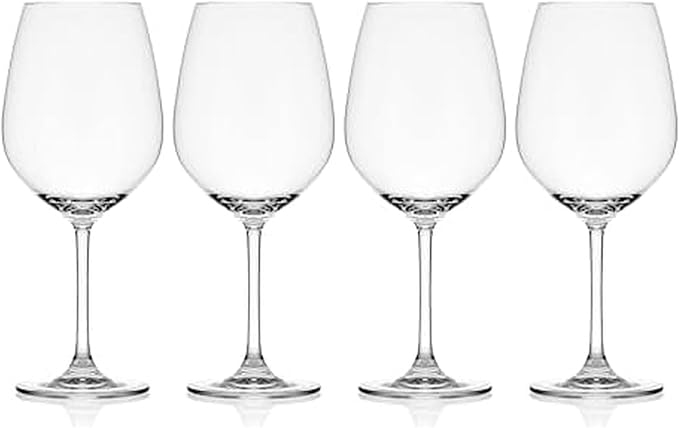 Mikasa Lana Bordeaux Red Wine Glasses, Set of 4, 22 Ounce, Clear