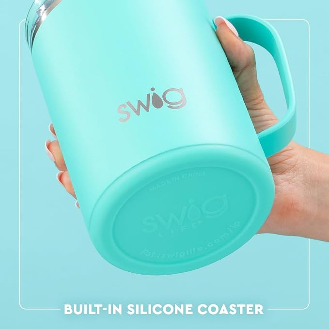 Swig Life 24oz Travel Mug, Bourbon Barrel | Triple Insulated Stainless Steel - Handle & Lid Included - Keeps Coffee Hot or Cold - Cup Holder Friendly