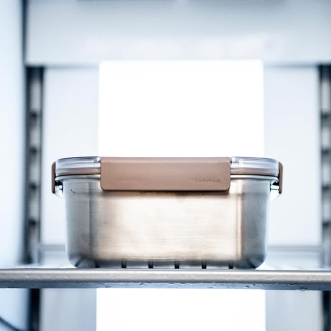LocknLock Stainless Steel Food Storage Container Set with Lids, 2 Pack Metal Lunch Boxes, Airtight and Leak Proof, Microwave, Freezer and Dishwasher Safe, 700ml and 1300ml