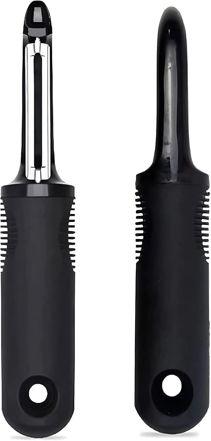 Vegetable Peeler,Non-Slip Handle,Sharp Stainless Blade for Potato | Multifunctional Peeler,Built-in Potato Eye Remover, Zero Snag, Ergonomic Grip,Plastic Blade Guard for Fruit Pumpkin (Black)