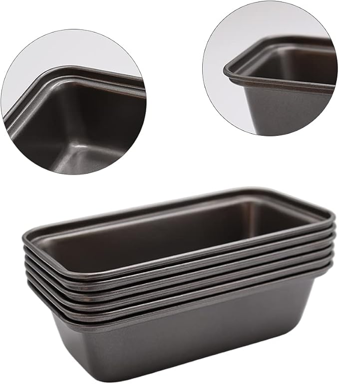 Zddaoole 6 PCS Mini Nonstick Carbon Steel Baking Bread Pan,Mini Loaf Pans,Small Banana Bread Tins,6.2" x 3.2"