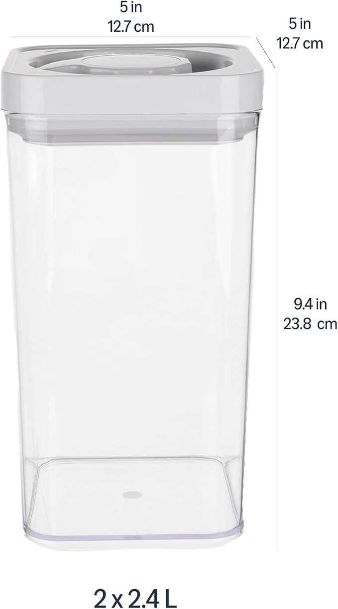 Amazon Basics Airtight Food Storage Containers, BPA Free, Dishwasher Safe, with Twist/Turn Lids, for Kitchen Pantry Organization, 10-Piece Square Set, Clear Plastic