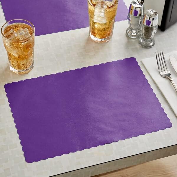 Disposable Paper Placemats – Premium, 50 Pack of Purple Scalloped Edge Placemats, Perfect Size 10x 14