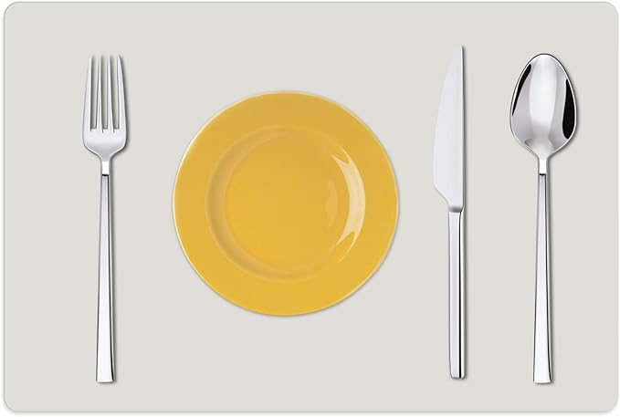 Silicone Placemats, Food-Grade Non-Slip Waterproof, Dining, Stain Resistant, Countertop Protector, Kitchen Counter Mat, Heat Resistant, Baking mat Dishwasher Safe (23.6"×15.7"-1pack, White Gray)