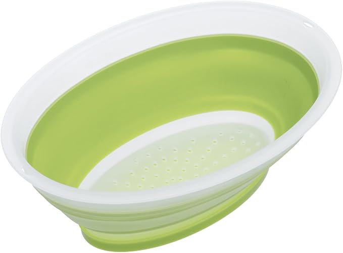 Progressive International 3.5 Cup Collapsible Mini Fruit Vegetable Colander Strainer Water Drainer (Green, 1- Pack)