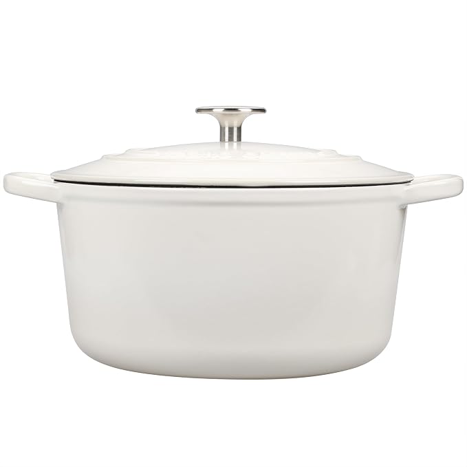 EDGING CASTING Enameled Cast Iron Dutch Oven with Sourdough Bread Baking Kit, Bread Dutch Oven with Lid, Includes Proofing Basket & Baking Tools, 5qt, White