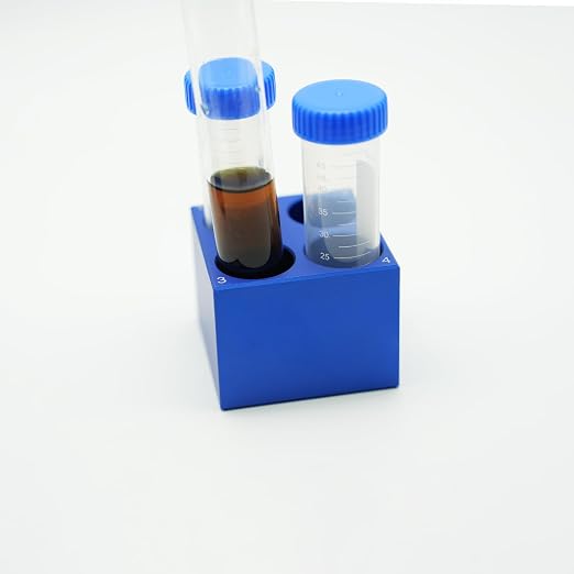 1 Pcs Aluminum Cooler Cooling Block PCR Test Tube Rack 4 Wells for 50mL | 29mm Hole Diameter for PCR/Microcentrifuge Tubes; Enzymes, RNA, Reagents, and Temp-sensitive Samples in Cold Prep (Blue)