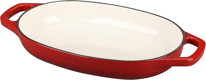 EDGING CASTING Enameled Cast Iron Oval Dutch Oven Pot with Lid, Dutch Oven for Sourdough Bread Baking, Bread Oven, Bread Dutch Oven, Oval Bread Pan, 5qt, Red