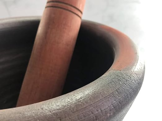 9 Inches Clay Mortar Wooden Pestle Heavy Making Papaya Salad Hand Mixer Masher Grinder Kitchenware