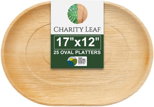 Disposable 17" x 12" Bamboo Trays (25 pieces) Bamboo Serving Platters, Disposable Boards, Eco-Friendly Dinnerware For Weddings, Catering, Events