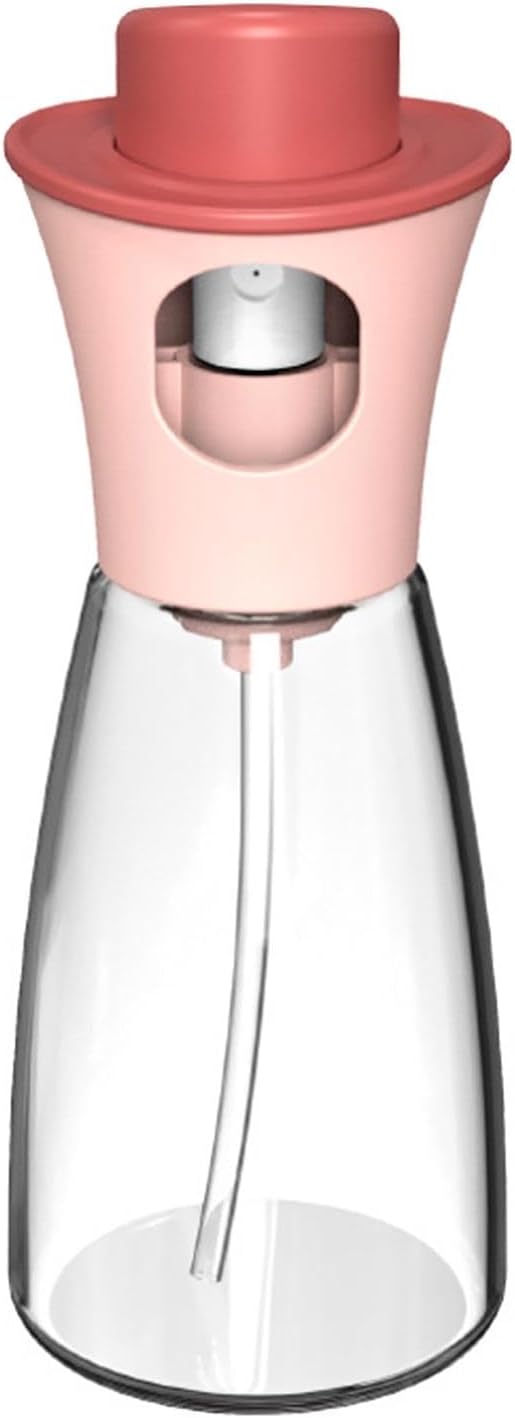 Oil Sprayer for Cooking, 6.09oz/180ml Glass Oil Dispenser Bottle Spray Lemon Juice Sprayer forSalad, Baking, Cleaning, Plants(pink)