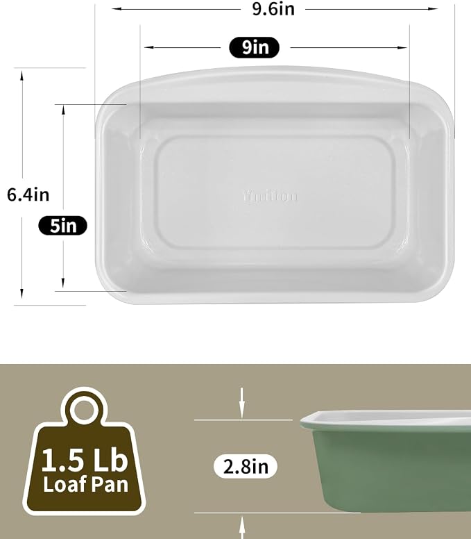 Nonstick Ceramic Bread Loaf Pan with Handle, Pistachio Green | 9x5 inch, Ceramic Coating, Aluminized Steel, Oven Safe to 550°F, Dishwasher Safe, Non-Toxic, PTFE & PFOA Free