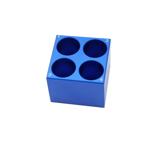 1 Pcs Aluminum Cooler Cooling Block PCR Test Tube Rack 4 Wells for 50mL | 29mm Hole Diameter for PCR/Microcentrifuge Tubes; Enzymes, RNA, Reagents, and Temp-sensitive Samples in Cold Prep (Blue)